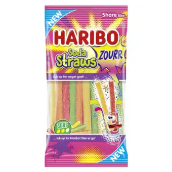Haribo Godis Soda Straws Zourr 90g