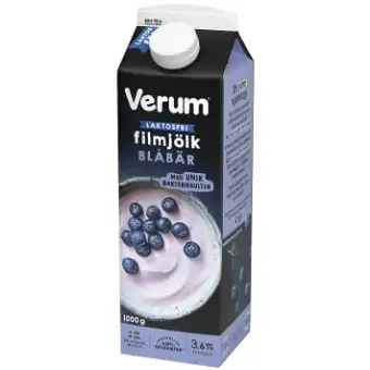 Verum Filmjölk Blåbär laktosfri 3,6% 1000g