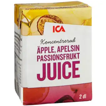 ICA Äppel apelsin & passionsfruktjuice Koncentrat 2dl