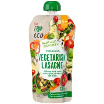 ICA I LOVE ECO Barnmat Vegetarisk lasagne 6m Ekologisk 120g