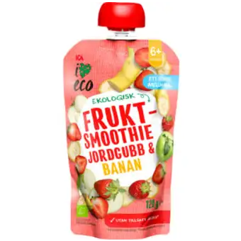 ICA I LOVE ECO Fruktsmoothie jordgubb & banan 120g
