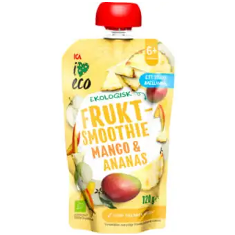 ICA I LOVE ECO Fruktsmoothie mango & ananas 120g