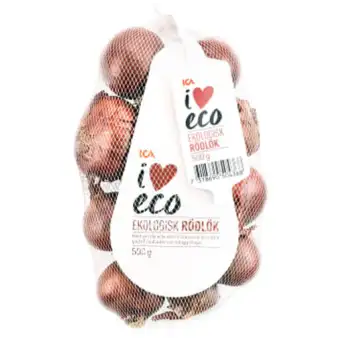 ICA I LOVE ECO Lök röd i nät Ekologisk 500g Klass 1